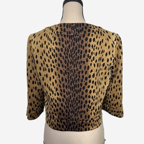 Sharon Young Open Front Leopard Print Cropped Jacket Womens size 6 - Picture 2 of 8
